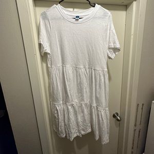 White tiered t-shirt dress